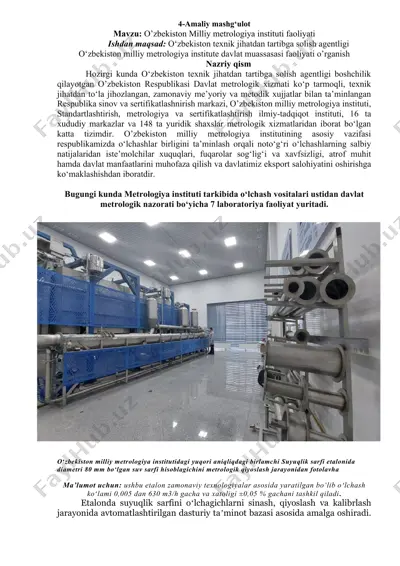 o'zbekiston milliy metrologiya instituti faoliyati — DOC
