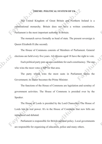 political system of the united kingdom — DOCX