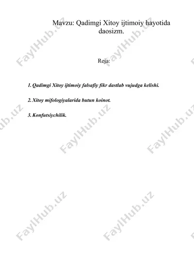 qadimgi xitoy ijtimoiy hayoti — DOCX