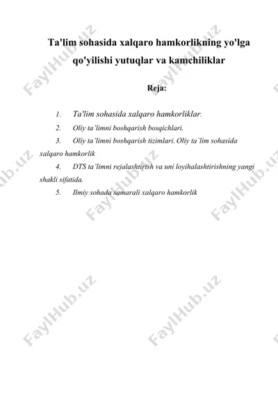 oliy ta'lim sohasida xalqaro hamkorlik — DOCX