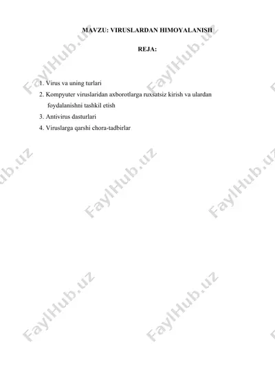 kompyuter viruslar va ularning mukhtalif turlari — DOCX