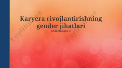 karyera rivojlantirishning gender jihatlari — PPTX