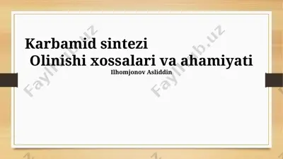 karbamid sintezi — PPTX