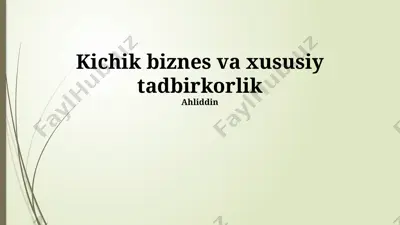 kichik biznes va xususiy tadbirkorlik — PPTX