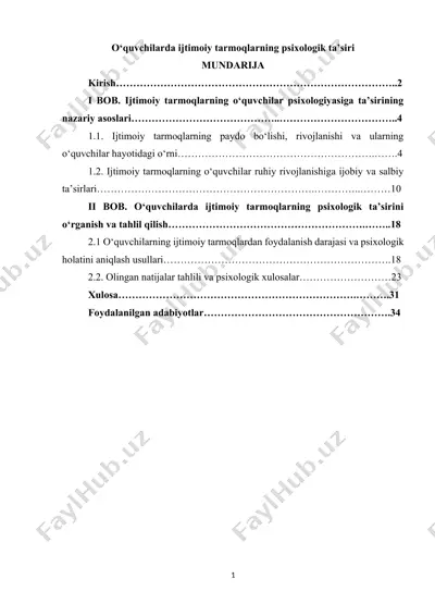 o‘quvchilarda ijtimoiy tarmoqlarning psixologik ta’siri — DOCX