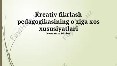 kreativ fikrlash pedagogikasi — PPTX