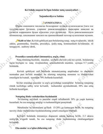 bolalar nutq xususiyatlari — DOCX