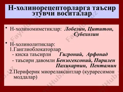 n-holinoreseptorlarga ta'sir etuvchi vositalar — PPTX