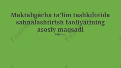 sahnalashtirish faoliyati — PPTX