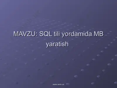 sql tili yordamida mb yaratish — PPT