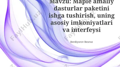 maple amaliy dasturlar paketini ishga tushirish, uning asosiy imkoniyatlari va interfeysi — PPTX