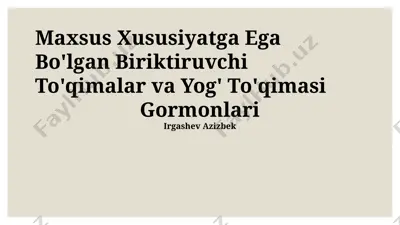 yog' to'qimasining gormonlari va ularning ta'siri — PPTX