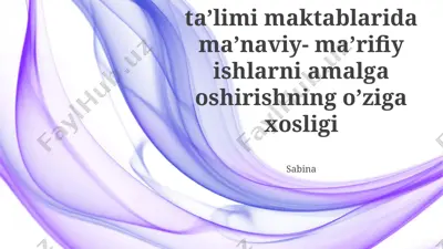 maxsus kasb-hunar kollejlari uchun ma'naviy-ma'rifiy ishning o'ziga xosligi — PPTX