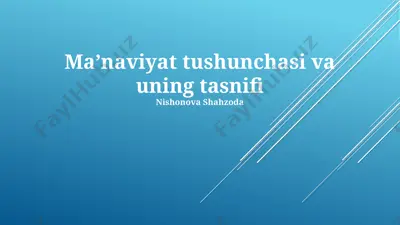 ma'naviyat tushunchasi va uning tasnifi — PPTX