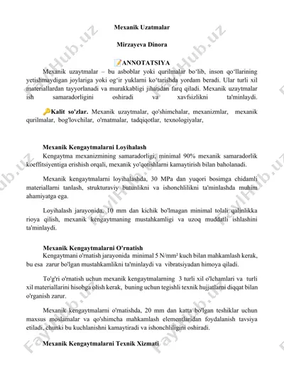 mexanik uzatmalar — DOCX