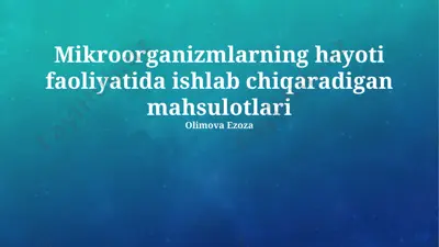 mikroorganizmlarning hayoti faoliyatida ishlab chiqaradigan mahsulotlari — PPTX
