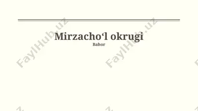 mirzachoʻl okrugi — PPTX