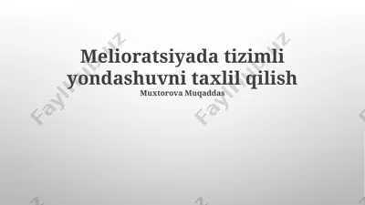 melioratsiyada tizimli yondashuvni taxlil qilish — PPTX