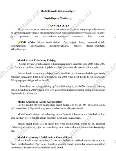 modulli-kredit tizimi — DOCX