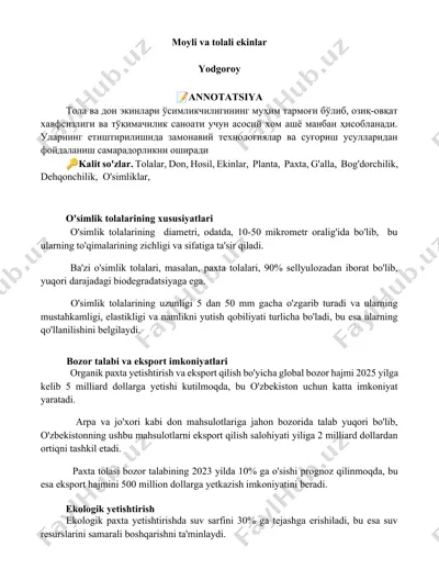 o'simlik tolalari — DOCX