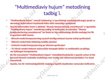 kompyuterning ta`sir konfiguratsiyalari (asosiy tashqi qurilmalari) — PPT