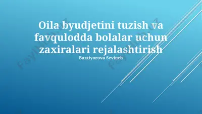 oila byudjetini tuzish va favqulodda bolalar uchun zaxiralari rejalashtirish — PPTX