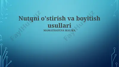 nutqni o'stirish va boyitish usullari — PPTX