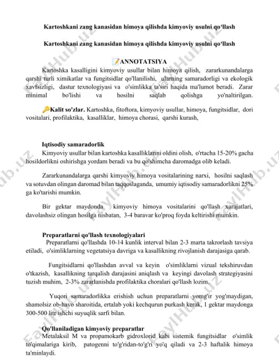 kimyoviy kartoshka himoyasi — DOCX