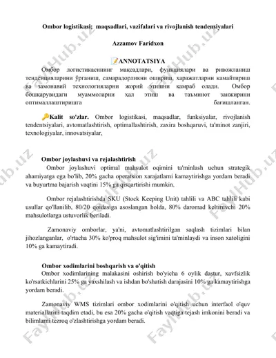 ombor logistikasi — DOCX