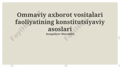 ommaviy axborot vositalari faoliyatining konstitutsiyaviy asoslari — PPTX