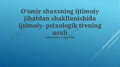 ijtimoiy-psixologik trening usuli — PPTX