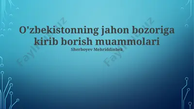 o'zbekistonning jahon bozoriga kirib borish muammolari — PPTX