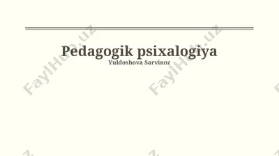 pedagogik psixologiya — PPTX
