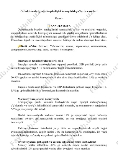 innovatsion texnologiyalarni joriy etish — DOCX