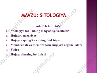 hujayra va hujayra organellalari — PPTX