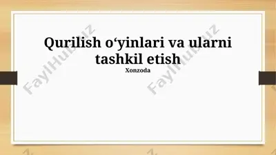 mustaqil ish uchun o'yinlar — PPTX