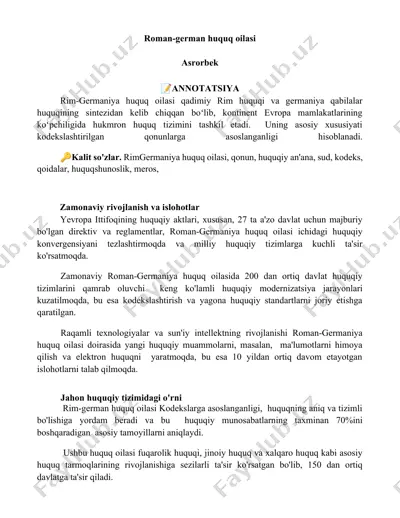 roman-german huquq oilasi — DOCX