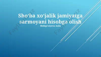 qiz korxona investitsiyalarini hisobga olish — PPTX