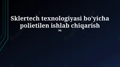 sklertech texnologiyasi bo'yicha polietilen ishlab chiqarish — PPTX