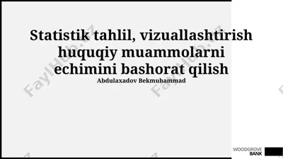 statistik tahlil, vizuallashtirish huquqiy muammolarni echimini bashorat qilish — PPTX