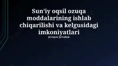 sun'iy oqsil oziq-ovqat mahsulotlarining ishlab chiqarilishi va kelgusidagi imkoniyatlari — PPTX
