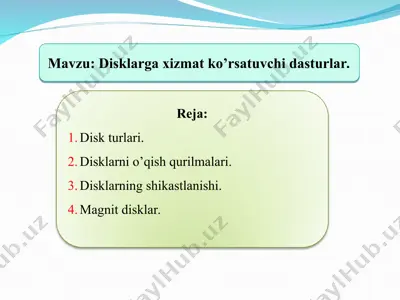 disklarga xizmat ko’rsatuvchi dasturlar — PPT