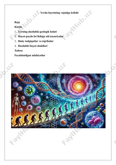 yerda hayotning vujudga kelishi — DOCX