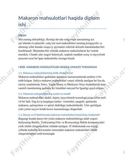 makaron mahsulotlari — DOCX