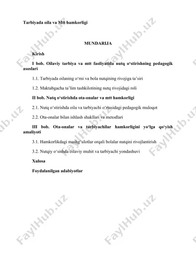 tarbiyada oila va mtt hamkorligi — DOCX