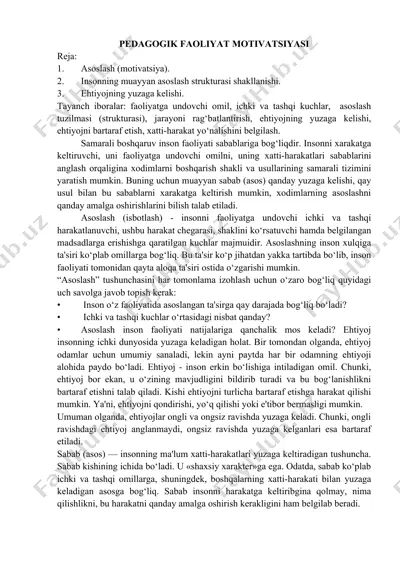 pedagogik faoliyat motivatsiyasi — DOCX