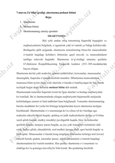 shartnoma va mehmat bitimi — DOCX