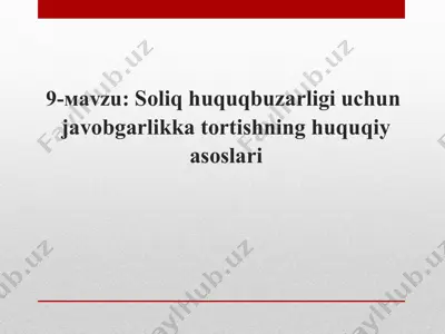 soliq huquqbuzarligi uchun javobgarlikka tortishning huquqiy asoslari — PPT