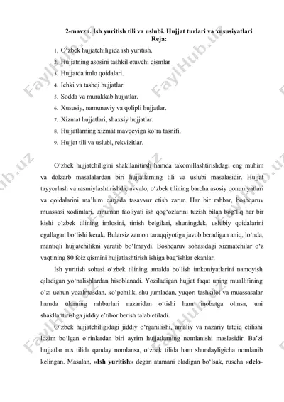 ish yuritish tili va uslubi. hujjat turlari va xususiyatlari — DOCX