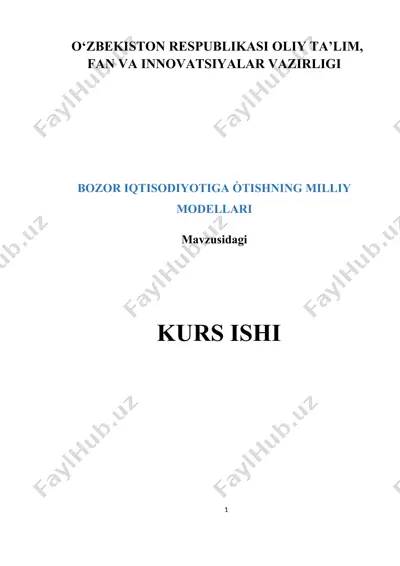 bozor iqtisodiyotiga òtishning milliy modellari — DOCX